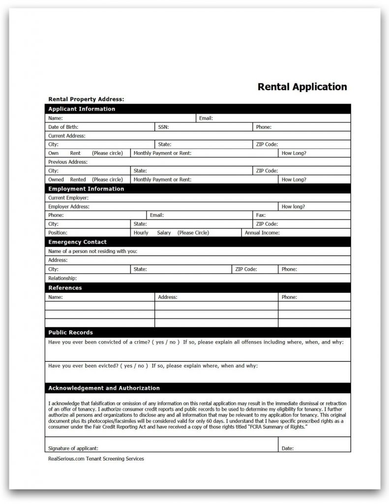 Free Rental Application Form | Tenant Background 